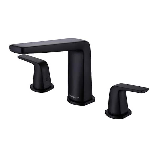 Aurora Decor Dill 8 in. Widespread 2-Handle Low-Arc Bathroom Faucet in Matte Black
