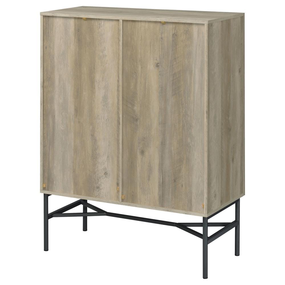 Light Brown Pine 2-Door Glass Display Cabinet