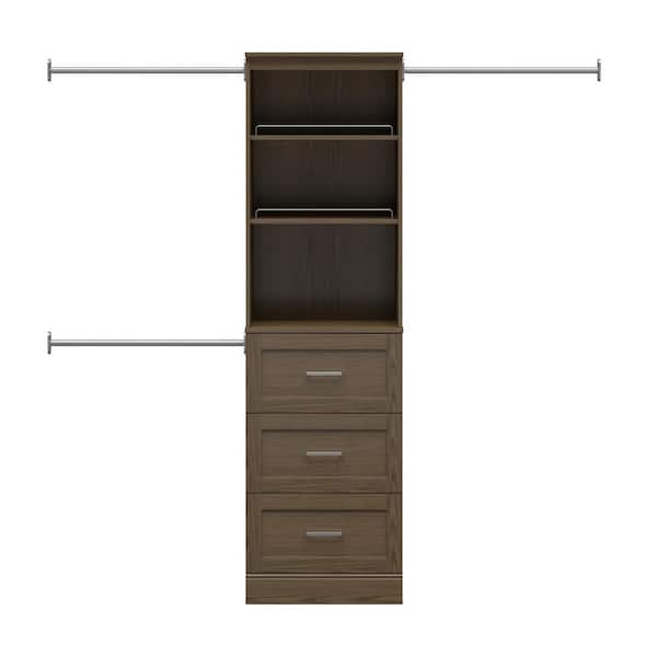 Reynolds 25 in. W x 83.25 in. H Brown Laminate Board Shaker Closet System Tower with 3 Drawers and 3 Shelves