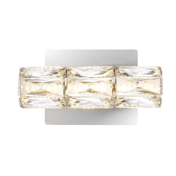Home Decorators Collection Keighley Integrated LED Chrome and Crystal Indoor Wall Sconce Light Fixture