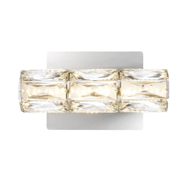 Keighley Integrated LED Chrome and Crystal Indoor Wall Sconce Light Fixture