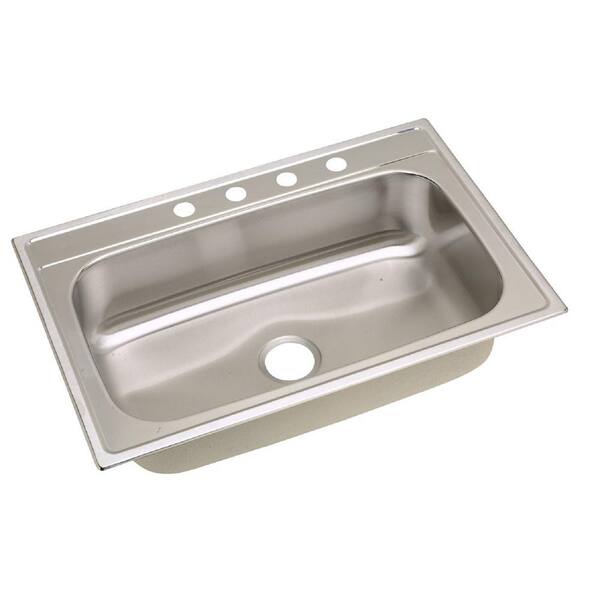 Elkay Dayton Drop-In Stainless Steel 33 in. 4-Hole Single Bowl Kitchen Sink