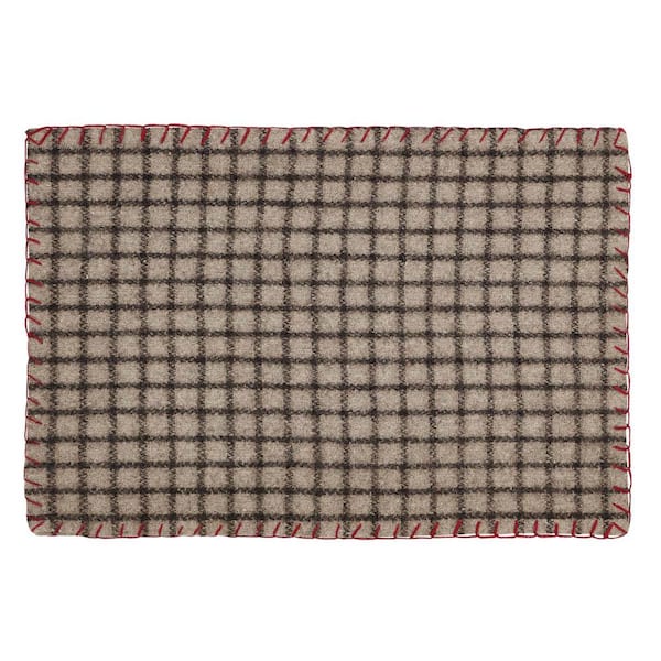 VHC Brands Weston 18 in. W. x 12 in. H Gray Felt Windowpane Placemat Set of 6