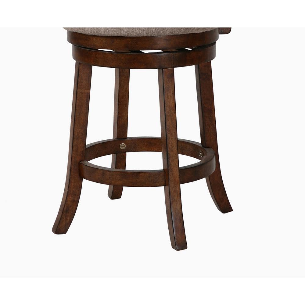 Aberdeen Dark Brown Wood Swivel Bar Stool with Fabric Seat