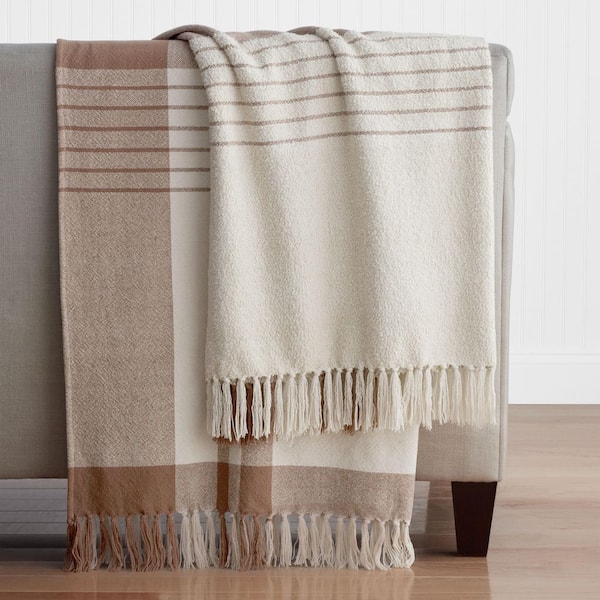 Company Cotton Boucle Plaid Clay Throw Blanket