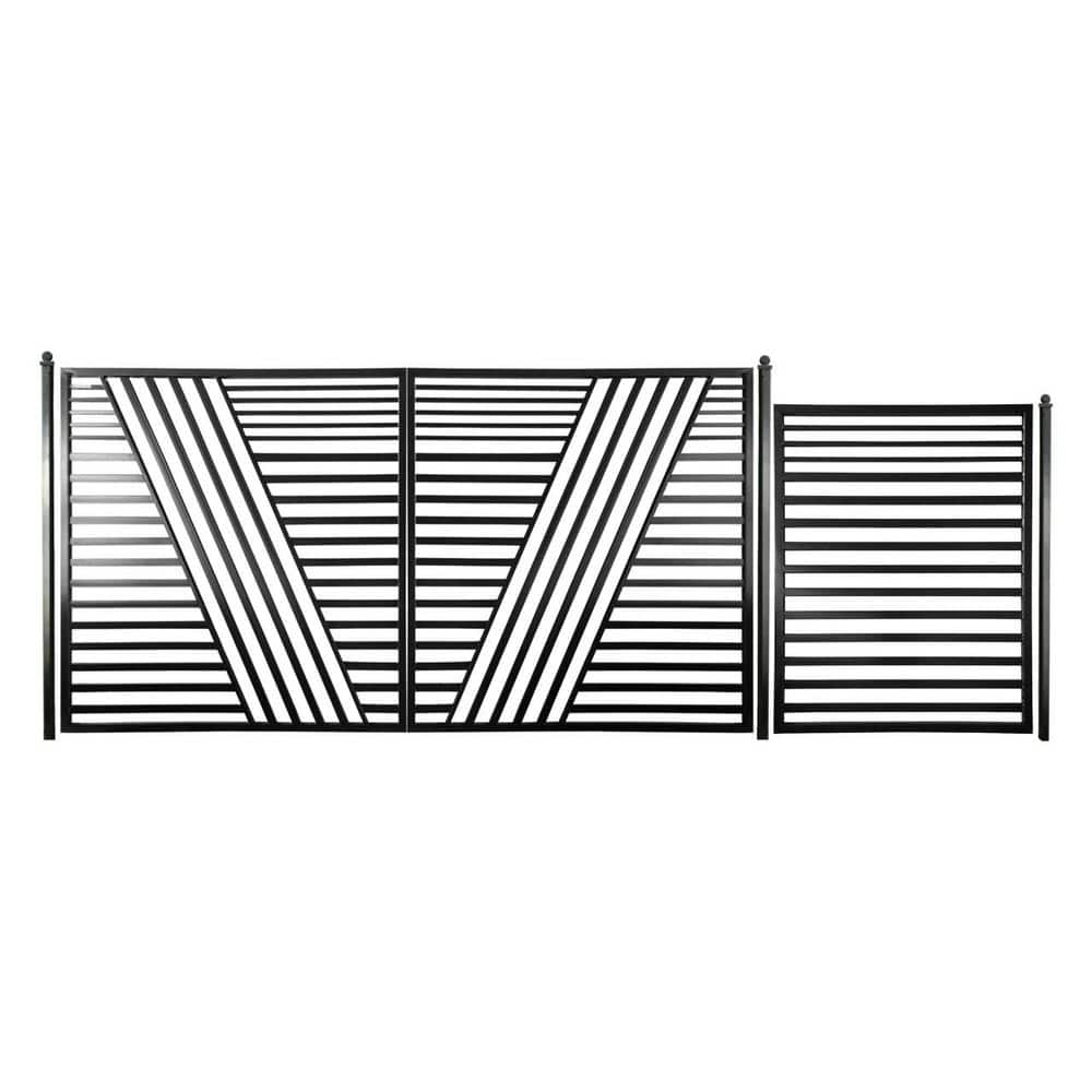 Sofia Style 16 ft. x 6 ft. Black Steel Dual Swing Driveway Gate Kit with Pedestrian Gate price history on PriceWatchPro