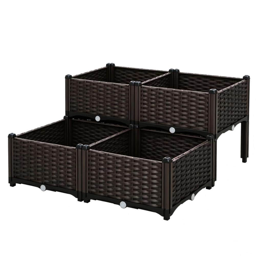 15.75 in. x 15.75 in. x 17.3 in. 4-Piece Modular Raised Garden Bed with Legs Self-Watering Planter Box price history on PriceWatchPro