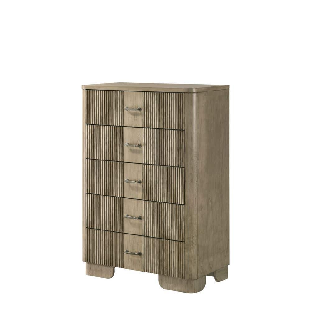 Ezra Antique Oak 5-Drawer 35 in. Chest of Drawers