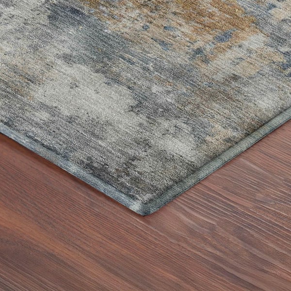 Mayfield Premium Machine Washable Abstract AMF2368 Blue 8 ft. x 10 ft. Area Rug