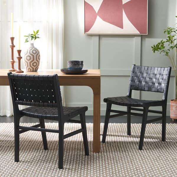 SAFAVIEH Taika Black 18 in. Wood Dining Chair Set of 2