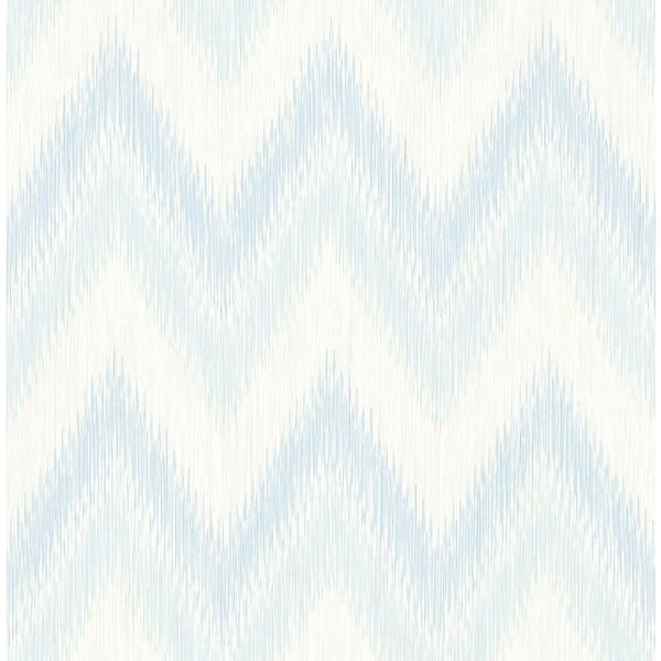 LILLIAN AUGUST Luxe Retreat Blue Frost and Eggshell Regent Flamestitch Stringcloth Paper Unpasted Wallpaper Roll (56 sq. ft.)