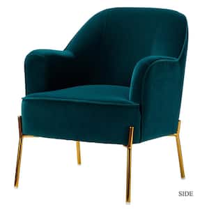 Nora Modern Teal Velvet Accent Chair with Gold Metal Legs