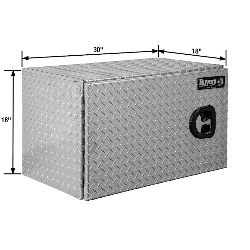 18 in. x 18 in. x 30 in. Diamond Plate Tread Aluminum Underbody Truck Tool Box with Barn Door