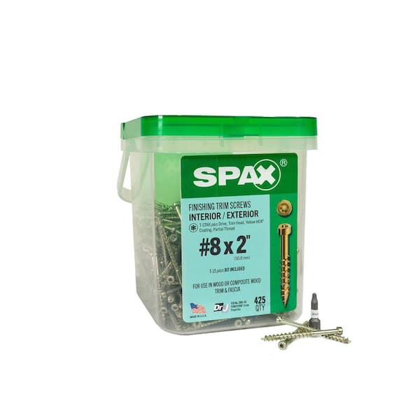 SPAX #8 in. x 2 in. Torx Drive Round Head HCR Yellow (Exterior Rated) Trim Wood Screws (425-Count)