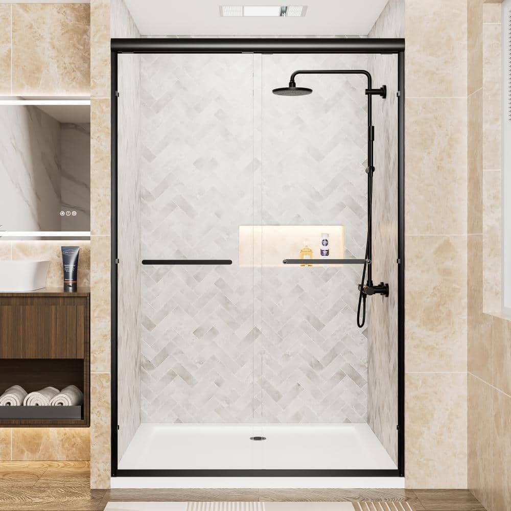 44-48 in W x 72 in H Matte Black Aluminum Frame Double Sliding Shower Door with Tempered Glass and Stainless Handles price history on PriceWatchPro