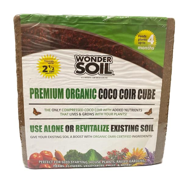 WONDER SOIL 2.5 cu. ft. Organic Expanding Coco Coir Living Soil Cube with Added Nutrients