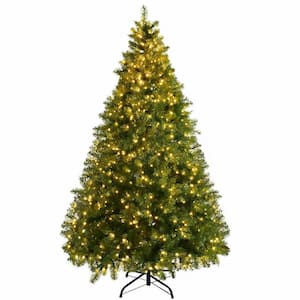 7 ft. Green Pre-Lit PVC Spruce Hinged Artificial Christmas Tree with 700 Lights