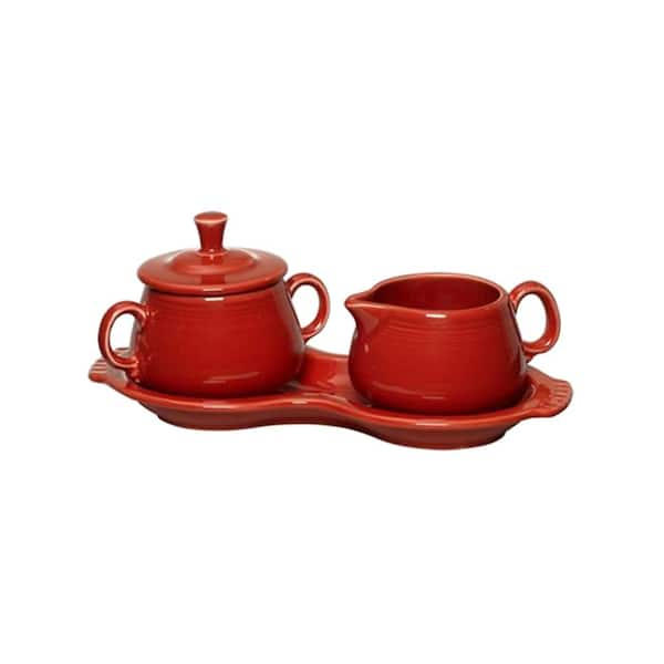 Fiesta 15 oz. 3-Piece Scarlet Sugar Bowl and Creamer Tray Set 821326U ...