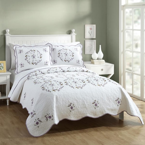 MODERN HEIRLOOM Gwen 2-Piece White Cotton Twin Quilt Set