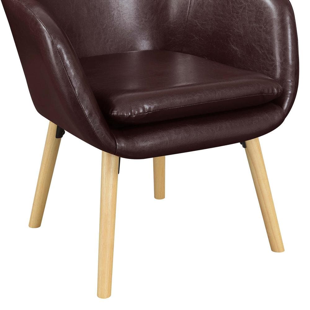 Espresso Faux Leather and Velvet Wingback Accent Chair