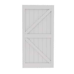 42 in. x 84 in. Paneled White Primed MDF British K-Shape MDF Sliding Barn Door with Hardware Kit Nickel-Plated