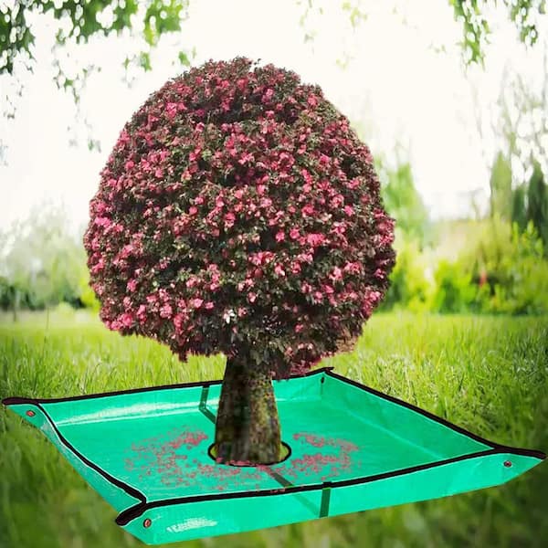 KIWDZFU Pruning Tarp 78.7 x 78.7 Waterproof Landscape Tarp with 12