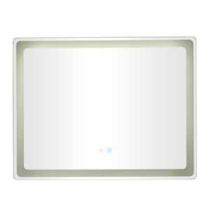28 in. x 36 in. Rectangle Frameless Silver Anti Fog Mirror with LED Light