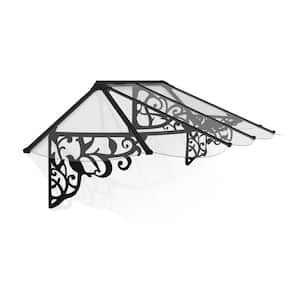 Lily 3 ft. x 9 ft. Black/Clear Door and Window Awning