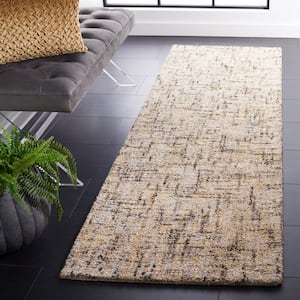 Abstract Beige/Gold 2 ft. x 8 ft. Abstract Striped Runner Rug