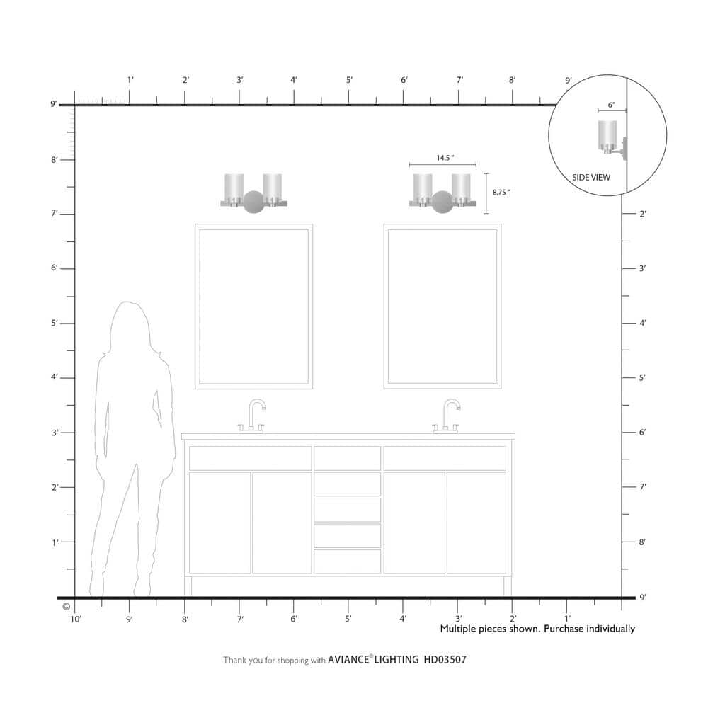 Sleek Sophistication Polished Chrome 2-Light Vanity with Double-Glass Effect
