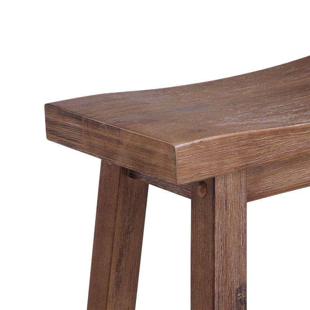 Gray Backless Saddle Style Wooden Counter Stool