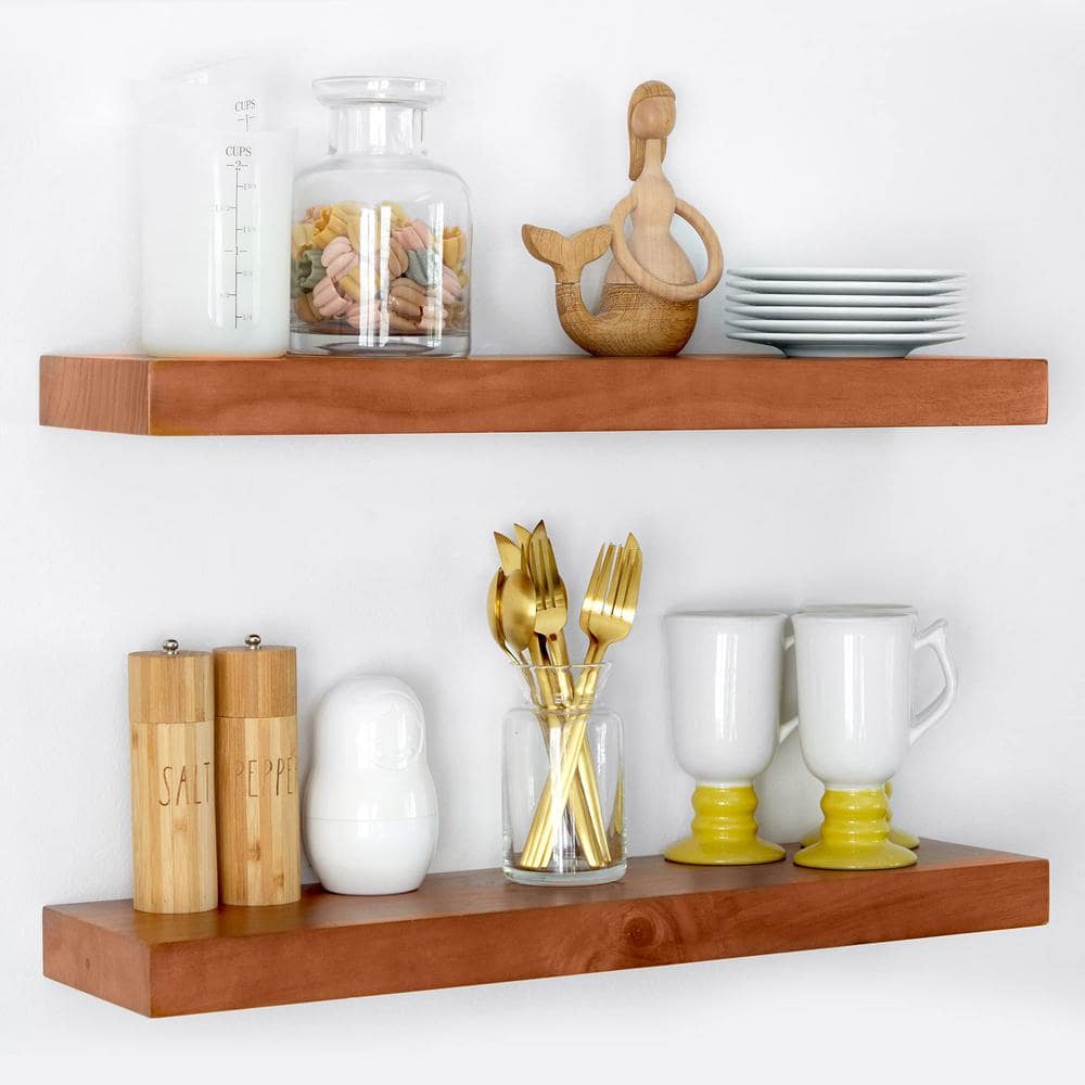 24 in. W x 6.5 in. D Rustic Farmhouse Decorative Wall Shelf - Bathroom Wood