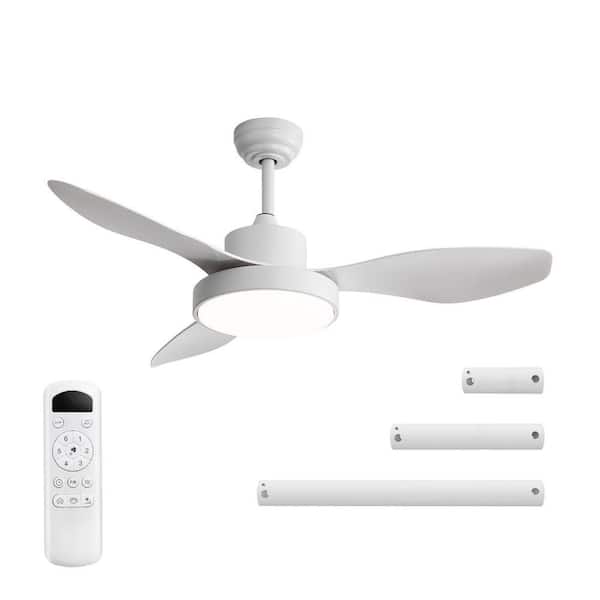 47 in. Ceiling Fan with 22W LED Light and Remote Control 6 Speeds Reversible DC Motor White for Living Room Bedroom