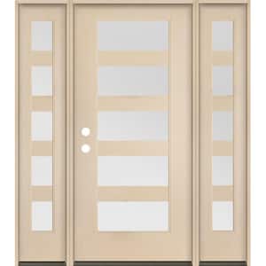 ASCEND Modern 64 in. x 80 in. 5-Lite Right-Hand/Inswing Satin Glass Unfinished Fiberglass Prehung Front Door/DSL