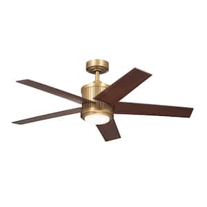 Brahm 48 in. Integrated LED Indoor Natural Brass Downrod Mount Ceiling Fan with Remote Control