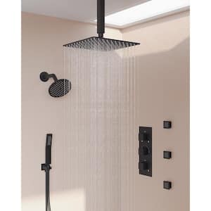 ZenithRain Shower System 8-Spray 12 and 6 in. Dual Wall Mount Fixed and Handheld Shower Head 2.5 GPM in Matte Black