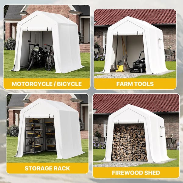 Sizzim 6 ft. x 8 ft. White Roof Steel Frame Soft Top Carport with Sizzim 6 ft. x 8 ft. White Roof Steel Frame Soft Top Carport with