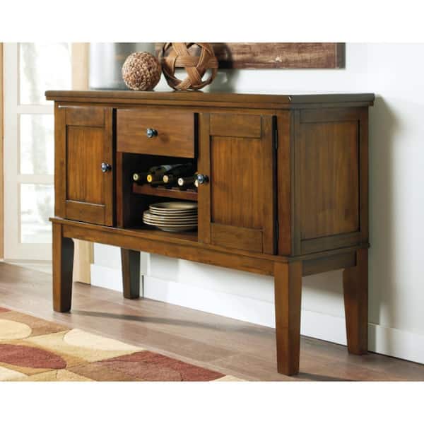 Ralene Brown Wood 56 in. Sideboard With Cabinets and Adjustable Shelf