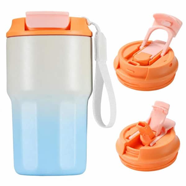 16 oz Double-Wall Stainless Steel Vacuum Insulated Travel Coffee Tumbler Leak-Proof 2-in-1 Straw Spout Lid