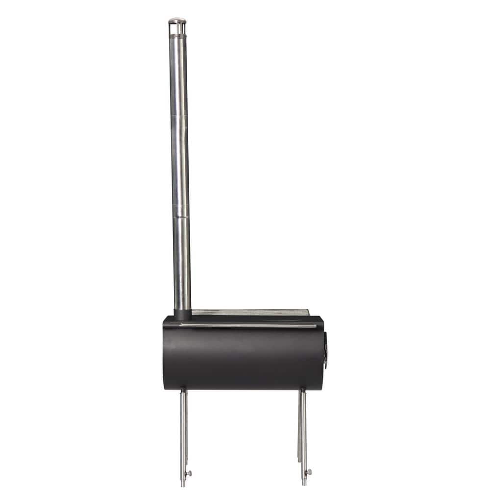 Caribou Outfitter 18-Inch Black Wood-Burning Camp Stove with Stainless Steel Stand
