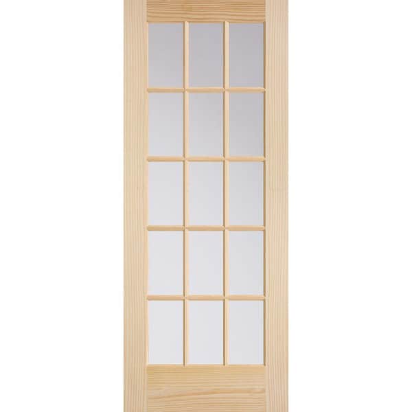 Masonite 32 in. x 80 in. French 15-Lite Solid-Core Smooth Unfinished Pine Veneer Composite Interior Door Slab