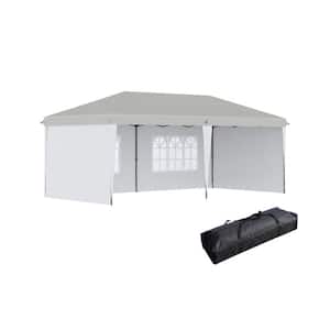 10 ft. x 20 ft. Outdoor Steel Event/Party Pop Up Tent Canopy and Gazebo with 4 Sidewalls in White