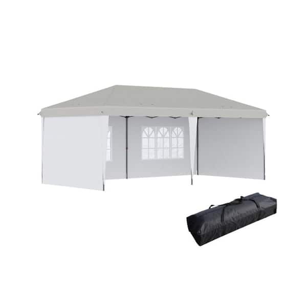 ITOPFOX 10 ft. x 20 ft. Outdoor Steel Event/Party Pop Up Tent Canopy and Gazebo with 4 Sidewalls in White