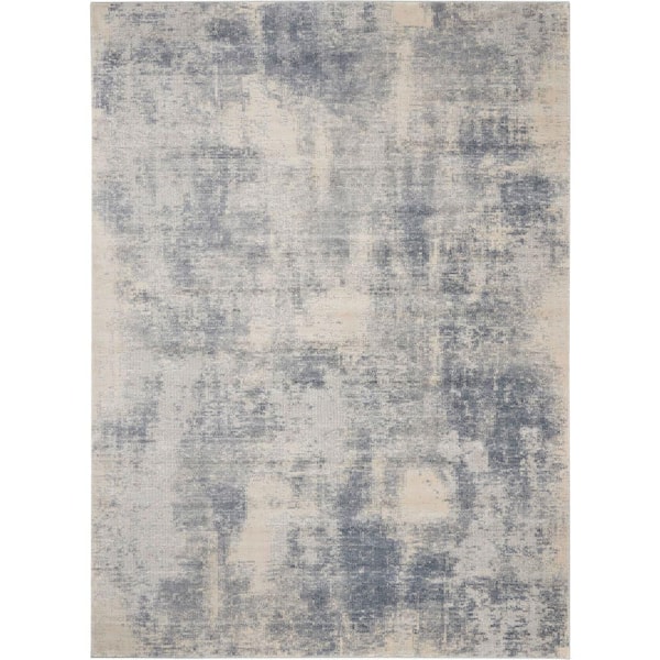 Rustic Textures Blue/Ivory 8 ft. x 11 ft. Abstract Contemporary Area Rug