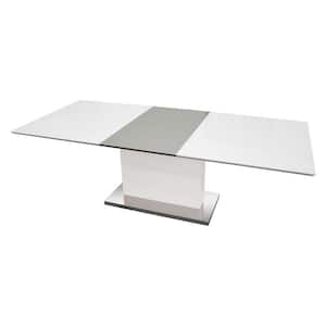 Calpurnius Extendable 71 in. or 95 in. Modern White Rectangular Dining Table