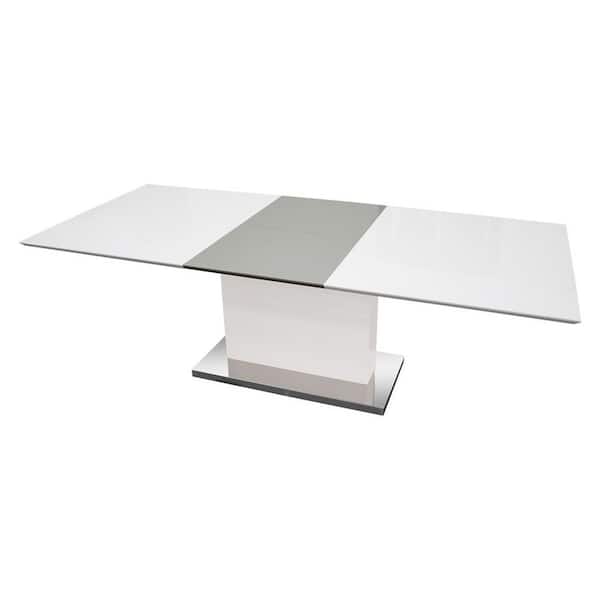 Best Master Furniture Calpurnius Extendable 71 in. or 95 in. Modern White Rectangular Dining Table