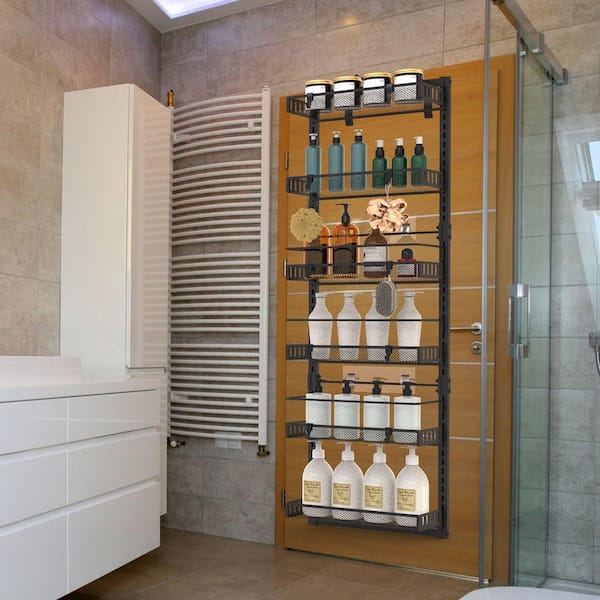 6-Tier Over-the-Door Pantry Organizer, Carbon Steel, 110 lbs. Capacity,Easy Install for Kitchen/Bathroom/Closet in Black