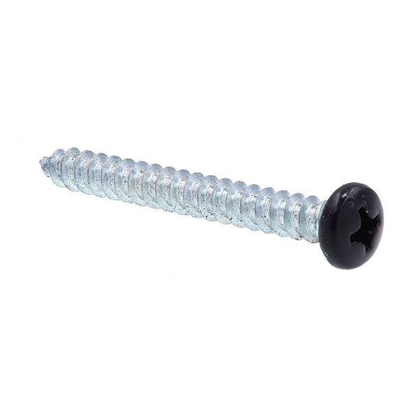 Prime-Line #8 x 1-1/2 in. Zinc Plated Steel With Black Head Phillips Drive Pan Head Self-Tapping Sheet Metal Screws (25-Pack)