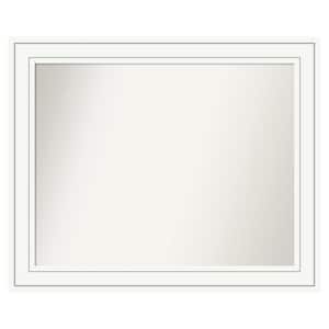 Craftsman White 33 in. x 27 in. Custom Non-Beveled Satin Wood Framed Bathroom Vanity Wall Mirror