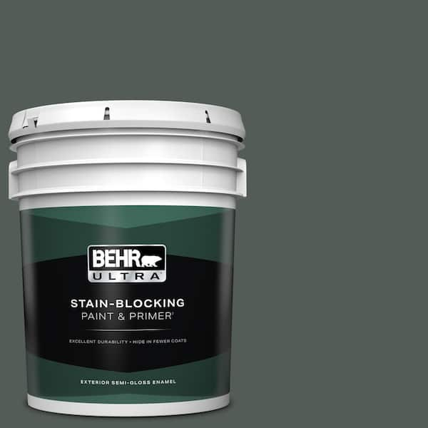 BEHR ULTRA 5 gal. #700F-7 Evergreen Bough Semi-Gloss Enamel Exterior Paint & Primer